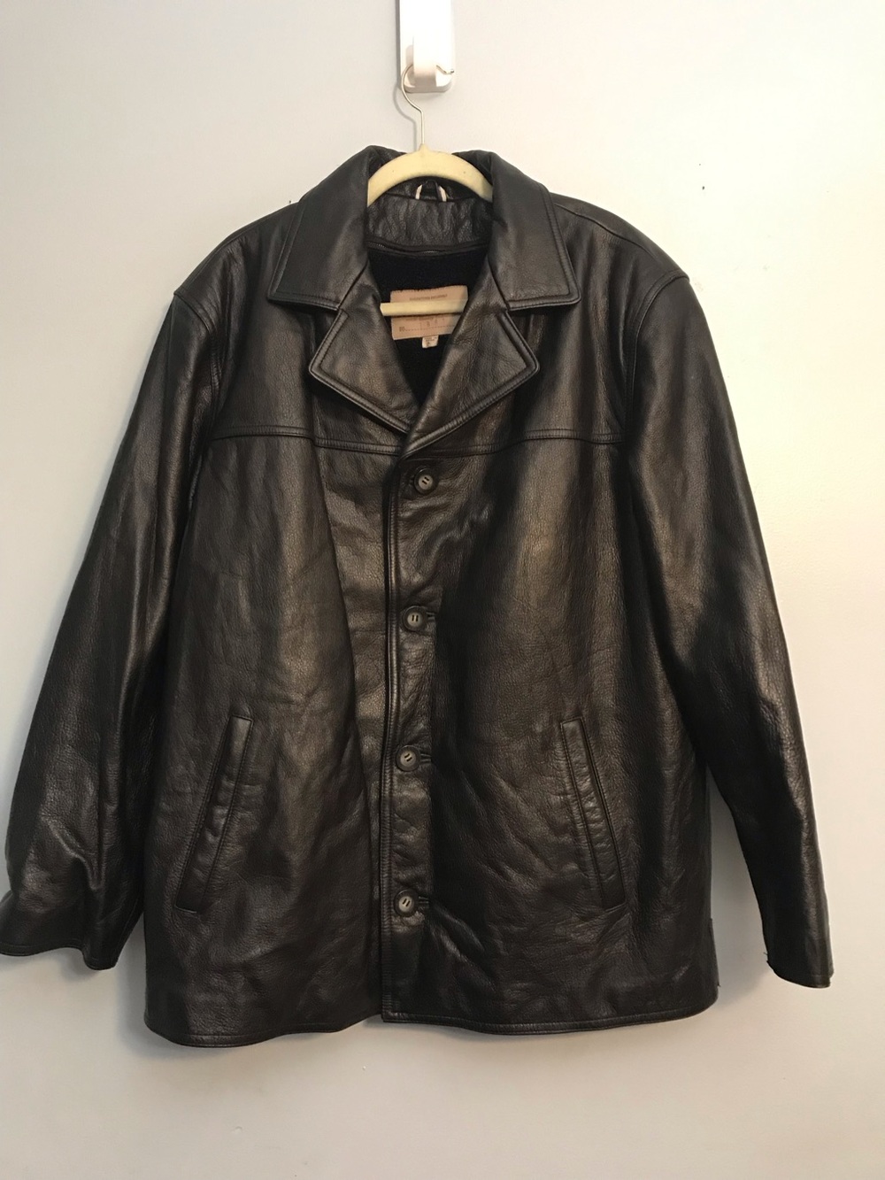 Guess Men's Black Leather Button-Front Jacket